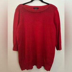 Cable & Gauge Embellished Sweater Size 2X Red EUC